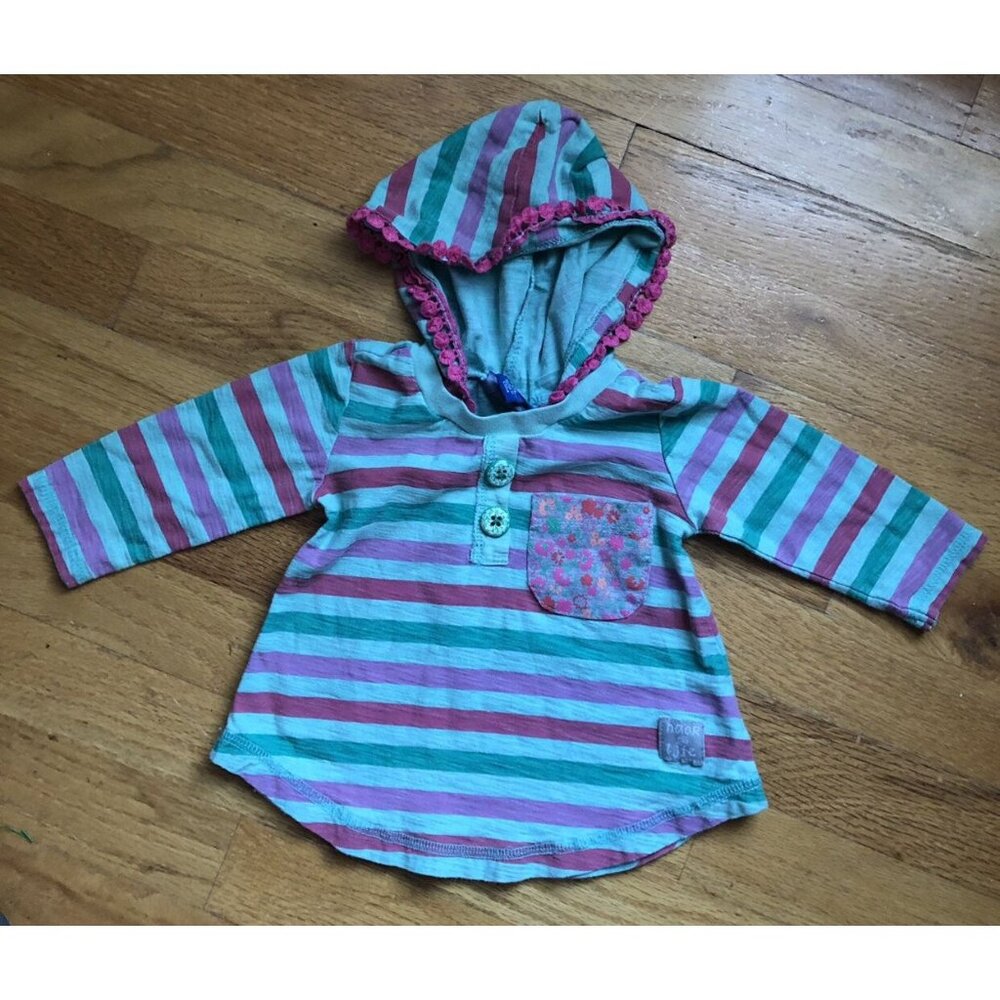 Naartjie 3-6M Striped Hooded Long Sleeve Top